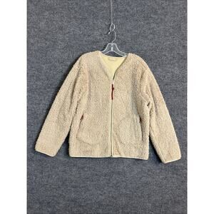 Lululemon Womens Oh So Sherpa Full Zip Jacket Size 10 Tan Pockets Cozy